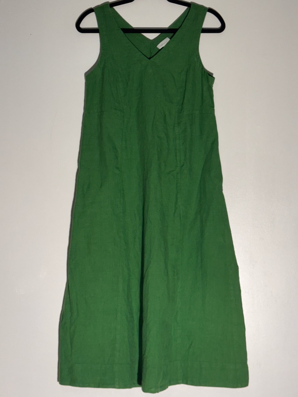 J. Jill Love Linen Seamed V-Neck Mini Dress Kelly Green